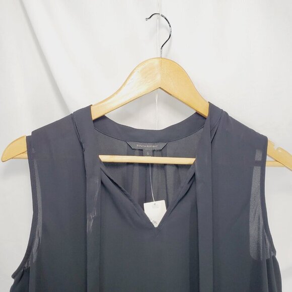 Banana Republic Black Sheer Sleeveless Boho Ruffle hem Tank Top NWT size S (A-2) - Picture 4 of 10